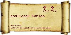 Kadlicsek Karion névjegykártya